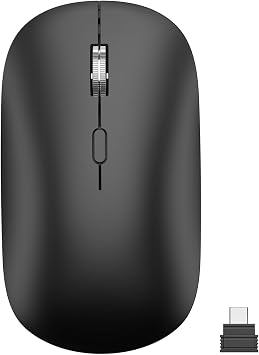 USB C Wireless Mouse, Slim Compact Silent Type C Mac Mouse - Black