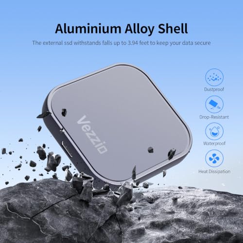 Vezzio 512GB Magnetic Portable SSD, USB3.2 Gen2 510MB/s, Aluminium Alloy