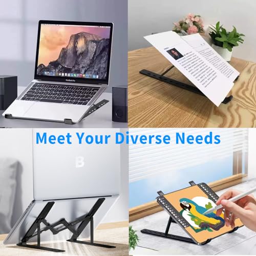 Leeboom Laptop Stand for Desk, Adjustable Foldable Aluminum Riser, Black