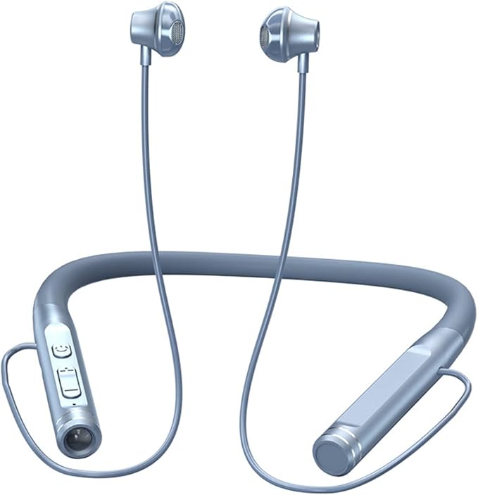 Xmenha Neckband Bluetooth Headphones Wireless Earbuds with Microphone Flashlight Around The Neck Waterproof Sport Headset Noise Cancelling Ear Buds 120H Playtime for Running Cycling