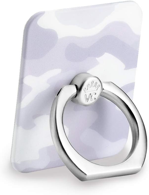 Velvet Caviar Cell Phone Ring Holder - Finger Ring & Stand - Improves Phone Grip Compatible with iPhone, Galaxy and Most Cases (Except Silicone/Leather) - White Camo