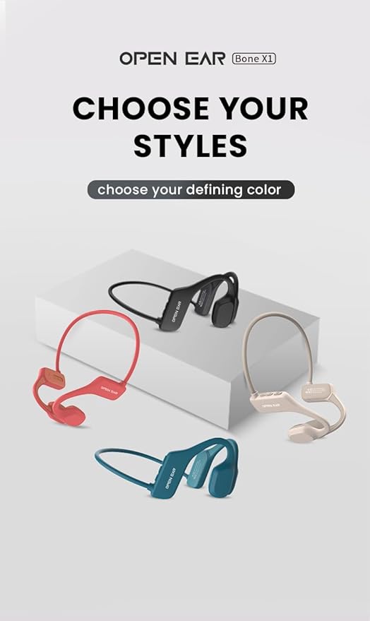 Bone Conduction Headphones, Open Ear Wireless Headphones with Microphone, Bluetooth 5.3, 6 Hours of Use Time, IPX5 and Sweat Resistant Sports Headphones for Outdoor, Workout, Cycling (Beige)