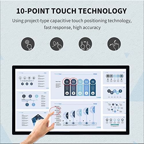 43 inch Capacitive Multi-Touch Screen Industrial Monitor, 16:9 Display 1920 x 1080P, Built-in Speakers, USB, VGA, DP & HD-MI Ports, Digital Signage Displays and Player for Advertising