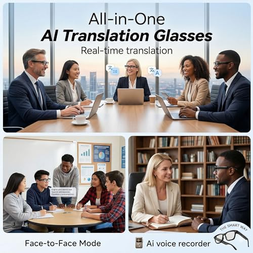 AI Smart Glasses with Camera 1080P Record,Translator,Photochromic