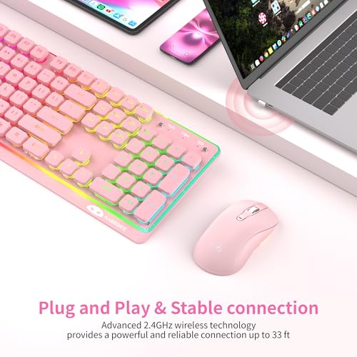 MAGEGEE Wireless Keyboard and Mouse Combo, 2.4G Full Size RGB Keyboard with 104 Keys, Rechargeable Wireless Mouse with 3 DPI, Ergonomic Computer Keyboard and Mouse Set for Windows Mac Laptop PC - Image 3
