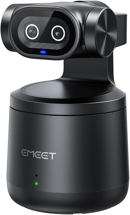 EMEET PIXY Wireless 4K Dual-Lens AI Tracking PTZ Streaming Camera with 1/2.55" Sensor, Gesture Control, Multi-Camera Live & Built-in 48kHz Mic, HDR, Live Streaming for YouTube, Facebook, Twitch