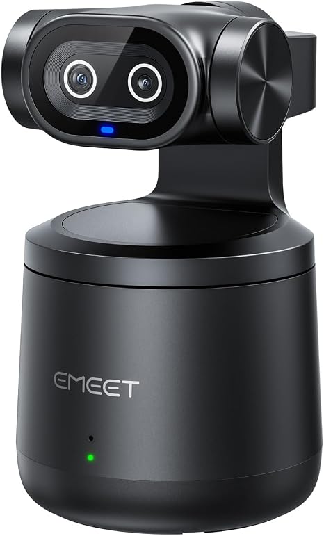 EMEET PIXY Wireless 4K Dual-Lens AI Tracking PTZ Streaming Camera with 1/2.55" Sensor, Gesture Control, Multi-Camera Live & Built-in 48kHz Mic, HDR, Live Streaming for YouTube, Facebook, Twitch