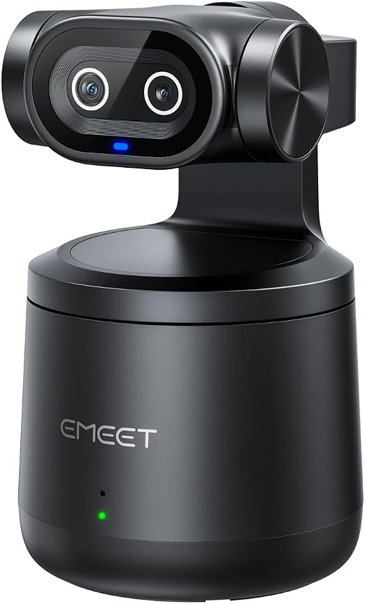 EMEET PIXY Wireless 4K Dual-Lens AI Tracking PTZ Streaming Camera with 1/2.55" Sensor, Gesture Control, Multi-Camera Live & Built-in 48kHz Mic, HDR, Live Streaming for YouTube, Facebook, Twitch