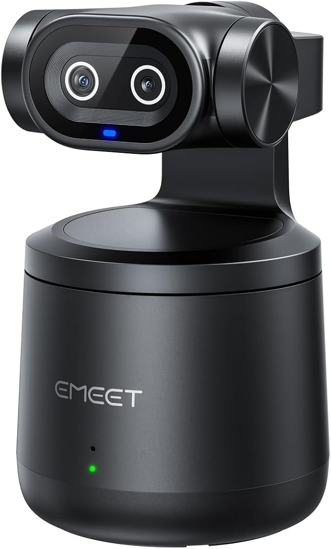 EMEET PIXY Wireless 4K Dual-Lens AI Tracking PTZ Streaming Camera with 1/2.55" Sensor, Gesture Control, Multi-Camera Live & Built-in 48kHz Mic, HDR, Live Streaming for YouTube, Facebook, Twitch