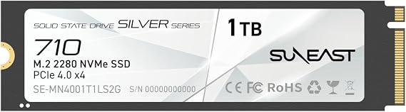SUNEAST 1TB M.2 2280 PCIe4.0 NVMe Gen4x4 Internal SSD,Up to 7000MB/s Read