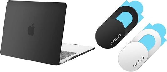 MOSISO Webcam Cover Slide 2 Pack&Compatible with MacBook Air 13 inch Case 2024 2023 2022 M3 A3113 M2 A2681, Protective Plastic Hard Shell Cover Compatible with MacBook Air 13.6 inch Case, Black