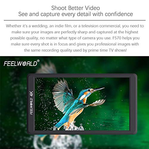 FEELWORLD F570 Camera Monitor 5.7″ 4K Field Camera Monitor On-Camera Monitor with HDMI Input/Output IP Full HD 1920x1080