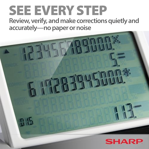 Sharp Paperless Printing Desk Calculator, White (EL-1901)