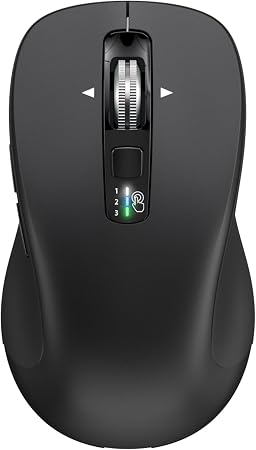 CITLLA Wireless Bluetooth Mouse (USB + BT1 + BT2), Full Size, 4-Way Scrolling, Multi-Device Silent Mouse for Computer, Laptop, iPad, MacBook (Black) - Image 3