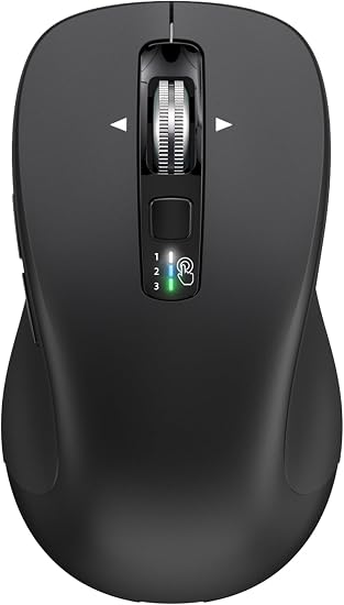 CITLLA Wireless Bluetooth Mouse (USB + BT1 + BT2), Full Size, 4-Way Scrolling, Multi-Device Silent Mouse for Computer, Laptop, iPad, MacBook (Black) - Image 4