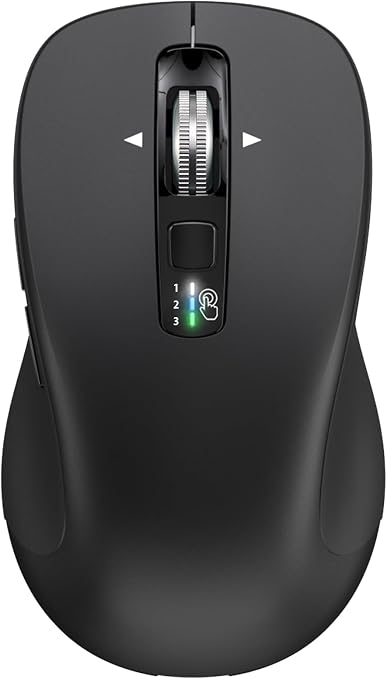 CITLLA Wireless Bluetooth Mouse (USB + BT1 + BT2), Full Size, 4-Way Scrolling, Multi-Device Silent Mouse for Computer, Laptop, iPad, MacBook (Black) - Image 6