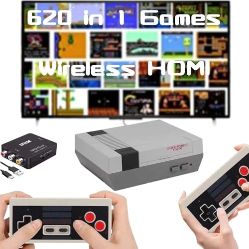 Classic Mini Retro Game Console Built in 620 Video Games,Av and HDMI Output Plug and Play Game System with Dual Wireless Controllers. (Off-White)