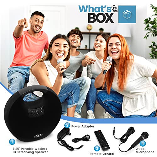 PYLEUSA Wireless Portable Bluetooth Speaker with Built in Rechargeable Battery, Wireless Microphone, Clear Surround Sound, Mini IPX4 Waterproof Speaker for Indoor and Outdoor Activities