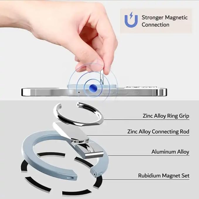 Champagne Luxury Phone Ring Holder 360° Rotation Premium Metal Kickstand iPhone 15 16 17 Pro Max Samsung Galaxy S24 Ultra Magnetic Grip Anti-Drop Adjustable Stand Wireless Charging Compatible