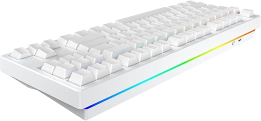 IROK FE87 V2 Wired Mechanical Keyboard, 8KHZ Polling Rate, Support SODC/Latency As 0.125MS，Hot Swappable,ARGB Backlit Gaming Keyboard(White/Crystal Snow Switch)