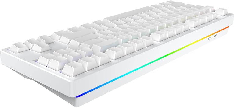 IROK FE87 V2 Wired Mechanical Keyboard, 8KHZ Polling Rate, Support SODC/Latency As 0.125MS，Hot Swappable,ARGB Backlit Gaming Keyboard(White/Crystal Snow Switch)