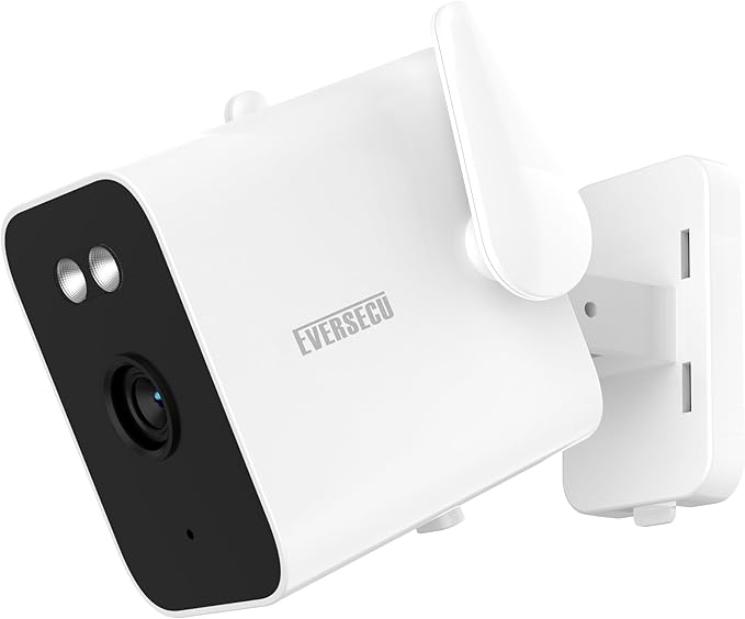 EVERSECU 2K Outdoor Corded WiFi Bullet Camera Bulit-in 5000mA Batteries for Power Outage, Human Detection, Compatible with Alexa, SD Card&Cloud Storage, Support ONVIF&RTSP Stream
