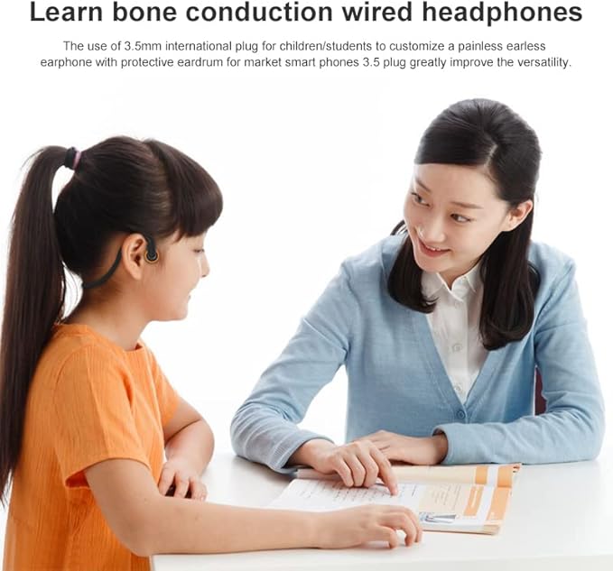 3.5mm Wired Bone Conduction Headphones with Mic, Open Ear Sports Bone Conduction Earbuds, IPX4 Sweatproof Earphones for Ideal for Office, Outdoor & Home and Running Cycling Workouts