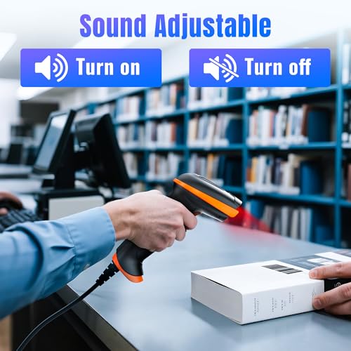 Tera Barcode Scanner 2D USB Wired: Ergonomic Handle Plug and Play, D5100Y