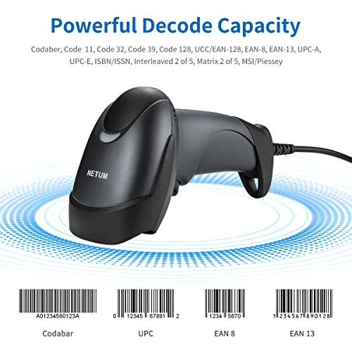 NETUM USB Laser Barcode Scanner, Handheld 1D Wired Bar Code Scanner
