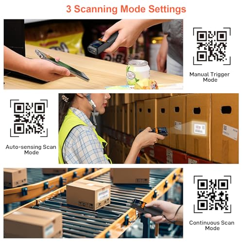 KUIIYER Mini Barcode Scanner, 2D QR 1D Bluetooth Wireless Bar Code Reader