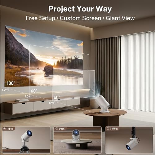 [2026 Upgraded] Mini Projector 4K Supported, Built-in App, Android TV OS X1