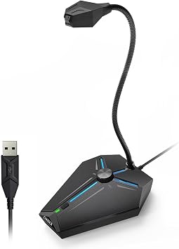CMTECK USB Computer Microphone, Plug & Play, RGB Light for PC, Laptop