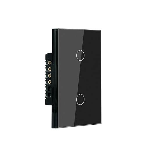 WiFi Smart Wall Light Switch, 3 Way Multi-Control, 2.4GHz Wi-Fi Touch Switch, Neutral Wire Required, Adapt with Smart Life/Tuya App, Compatible with Alexa and Google Home, Black 2 Gang