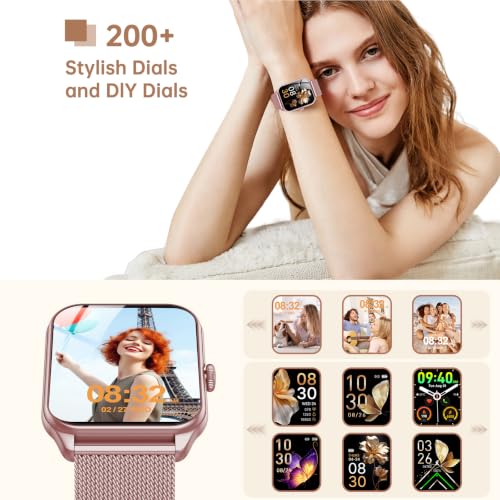 Smart Watches for Women, 1.83" HD Fitness Tracker (Answer/Make Calls), IP68 Waterproof, 120+ Sport Modes with Heart Rate and Sleep Monitor, Fitness Watch for iPhone/Android