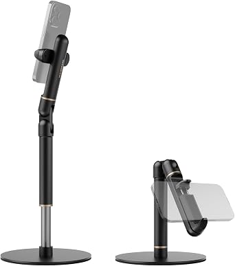 NEEWER Basics Cell Phone Stand for Desk, Adjustable Phone Holder Clamp with Weighted Metal Base, Office Table Phone Mount Compatible with iPhone 16 15 Pro Max Plus Samsung for Video Recording, ST006