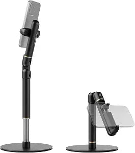 NEEWER Basics Cell Phone Stand for Desk, Adjustable Phone Holder Clamp with Weighted Metal Base, Office Table Phone Mount Compatible with iPhone 16 15 Pro Max Plus Samsung for Video Recording, ST006