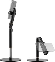 NEEWER Basics Cell Phone Stand for Desk, Adjustable Phone Holder Clamp with Weighted Metal Base, Office Table Phone Mount Compatible with iPhone 16 15 Pro Max Plus Samsung for Video Recording, ST006
