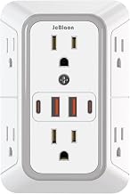 JcBlaon Outlet Extender Surge Protector - 6 Outlet Splitter with 4 USB Ports (2 USB C), Multiple Plug Expander Wall Charger, 3 Sided Multi Plug Wall Adapter Power Strip for Home Office Kitchen Travel