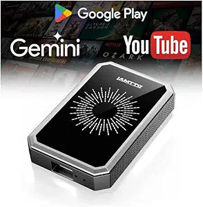 LAMTTO Wireless CarPlay Adapter with Gemini AI and Google Play, 4GB+32GB