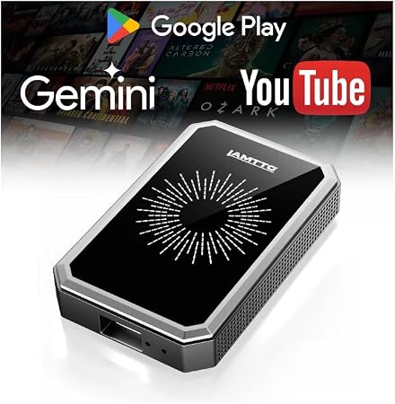 LAMTTO Wireless CarPlay Adapter with Gemini AI and Google Play, 4GB+32GB