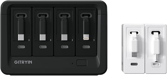 Gitryin 1 Micro USB Wall Charger, 1 DC Wall Charger and 12-in-1 Desktop Charging Station with 3 Type-C and 1 Lightning Retractable Wall Chargers