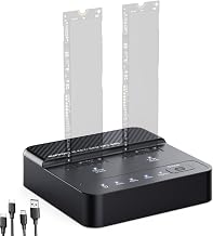 Dual Bay NVMe SSD Cloner & Duplicator - 20Gbps USB 3.2 Gen 2x2 M.2 Enclosure Dock, Tool-Free Offline Clone Reader/Adapter for PCIe NVMe SSDs (M-Key/B+M Key) Supports 2230 2242 2260 2280 22110