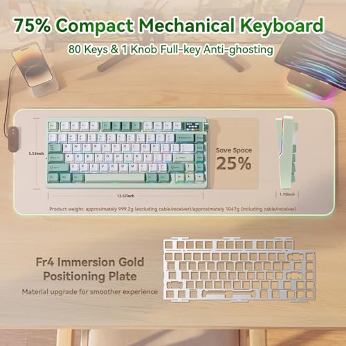 Aula Nova75 Mechanical Gaming Keyboard,Wireless Green Keyboard with Knob - Image 4