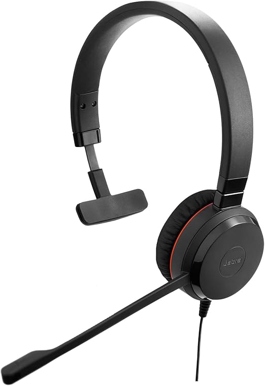 Jabra Evolve 20 SE Wired Single-Ear Headset with Microphone for Work, USB-A and USB-C Wired Headphones, Microsoft Teams Certified, Connects to Laptops, iPhone & Android Devices