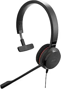 Jabra Evolve 20 SE Wired Single-Ear Headset with Microphone for Work, USB-A and USB-C Wired Headphones, Microsoft Teams Certified, Connects to Laptops, iPhone & Android Devices