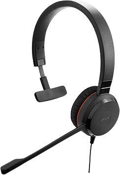 Jabra Evolve 20 SE Wired Single-Ear Headset with Microphone for Work, USB-A and USB-C Wired Headphones, Microsoft Teams Certified, Connects to Laptops, iPhone & Android Devices