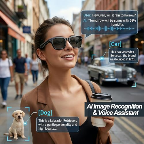 AI Smart Glasses with Camera 1080P Record,Translator,Photochromic