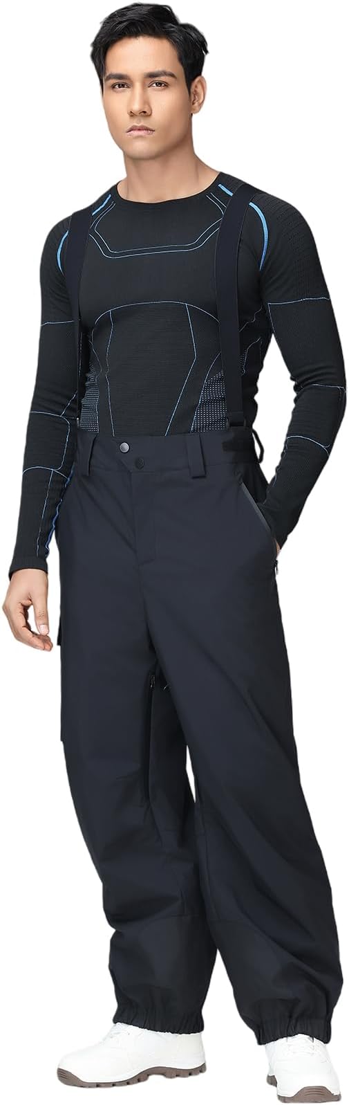 YEEFINE Mens Snow Ski Bibs Pants Baggy Snowboard Overall Insulated Windproof Waterproof Winter Warm Comfy Loose Ski Pants