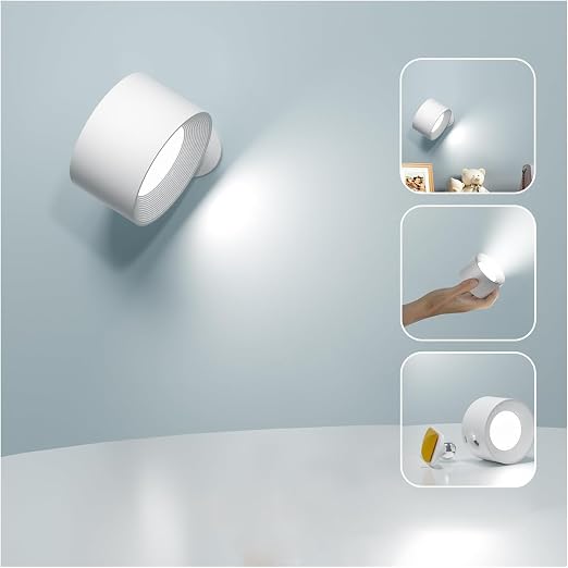 Deyagoo LED Wall Sconce, Rechargeable Wall Light for Bedroom
