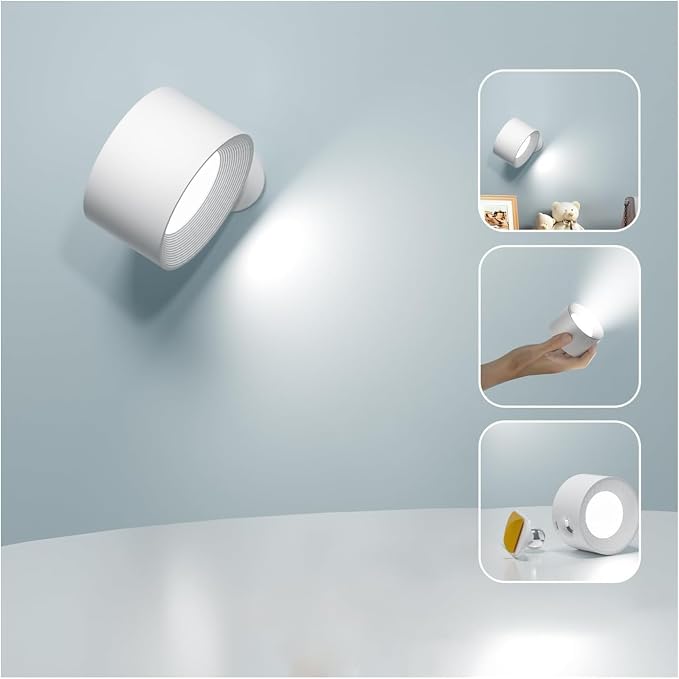 Deyagoo LED Wall Sconce, Rechargeable Wall Light for Bedroom